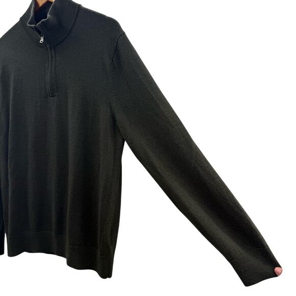 Banana Republic Men’s Italian Merino Wool 1/4 Zip Sweater Dark Forrest Green L - Picture 3 of 7